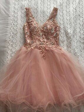 MoriLee Blush Rhinestone Tulle